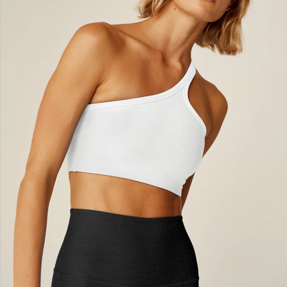 Beyond yoga crop one shoulder workout top with built in bra